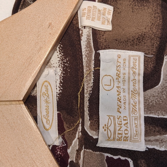 Vintage 70's Sears Men's Store button front brown patterned shirt - Picture 3 of 6